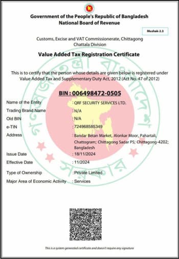 Value Added Tax Certificate